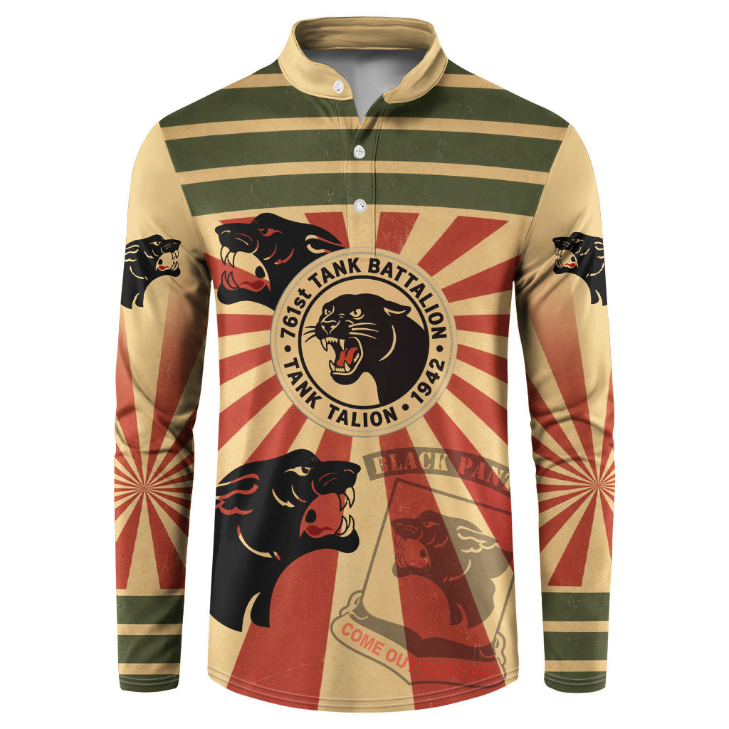 Black Panthers 761st Tank Battalion Button Sweatshirt Come Out Fighting Retro Military