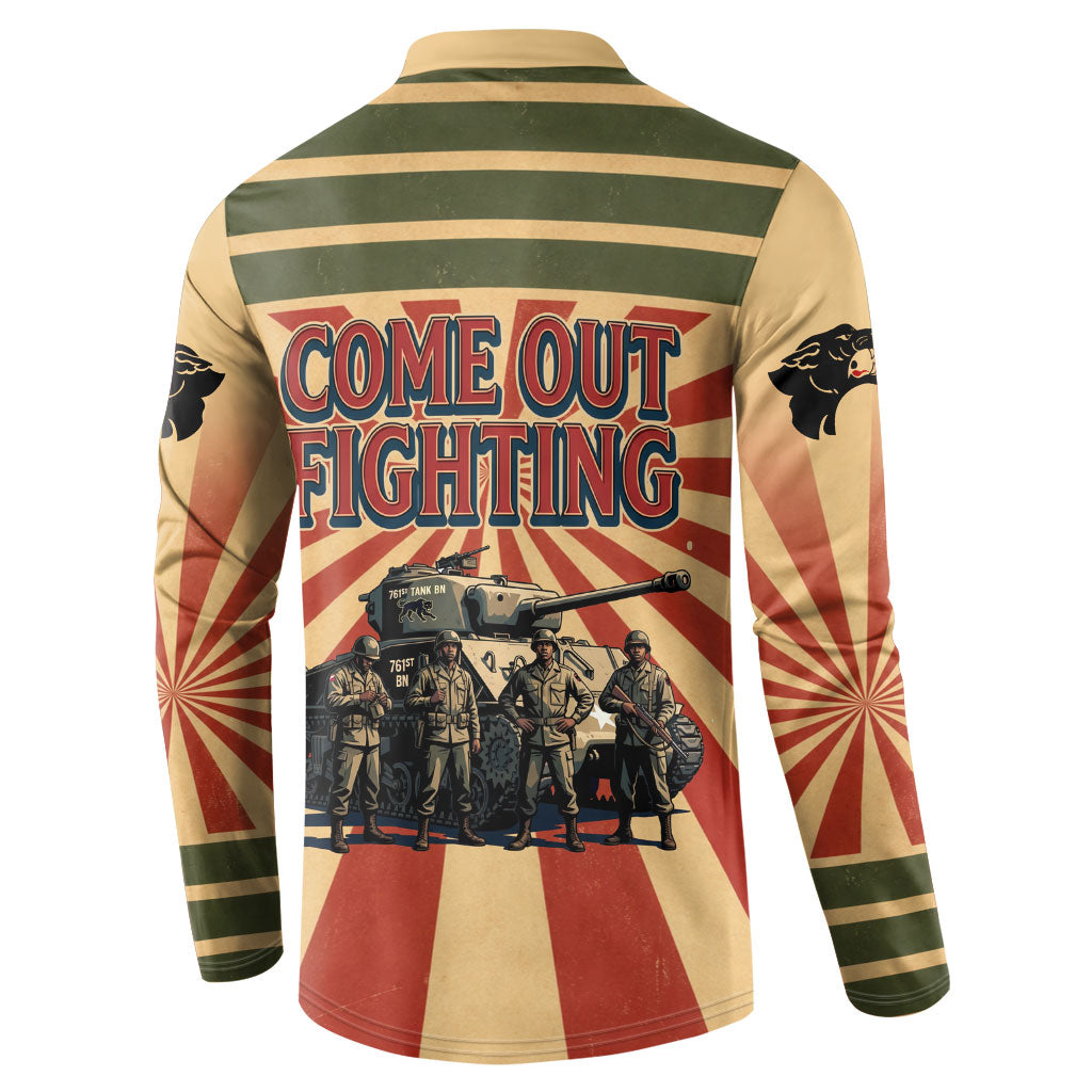 Black Panthers 761st Tank Battalion Button Sweatshirt Come Out Fighting Retro Military