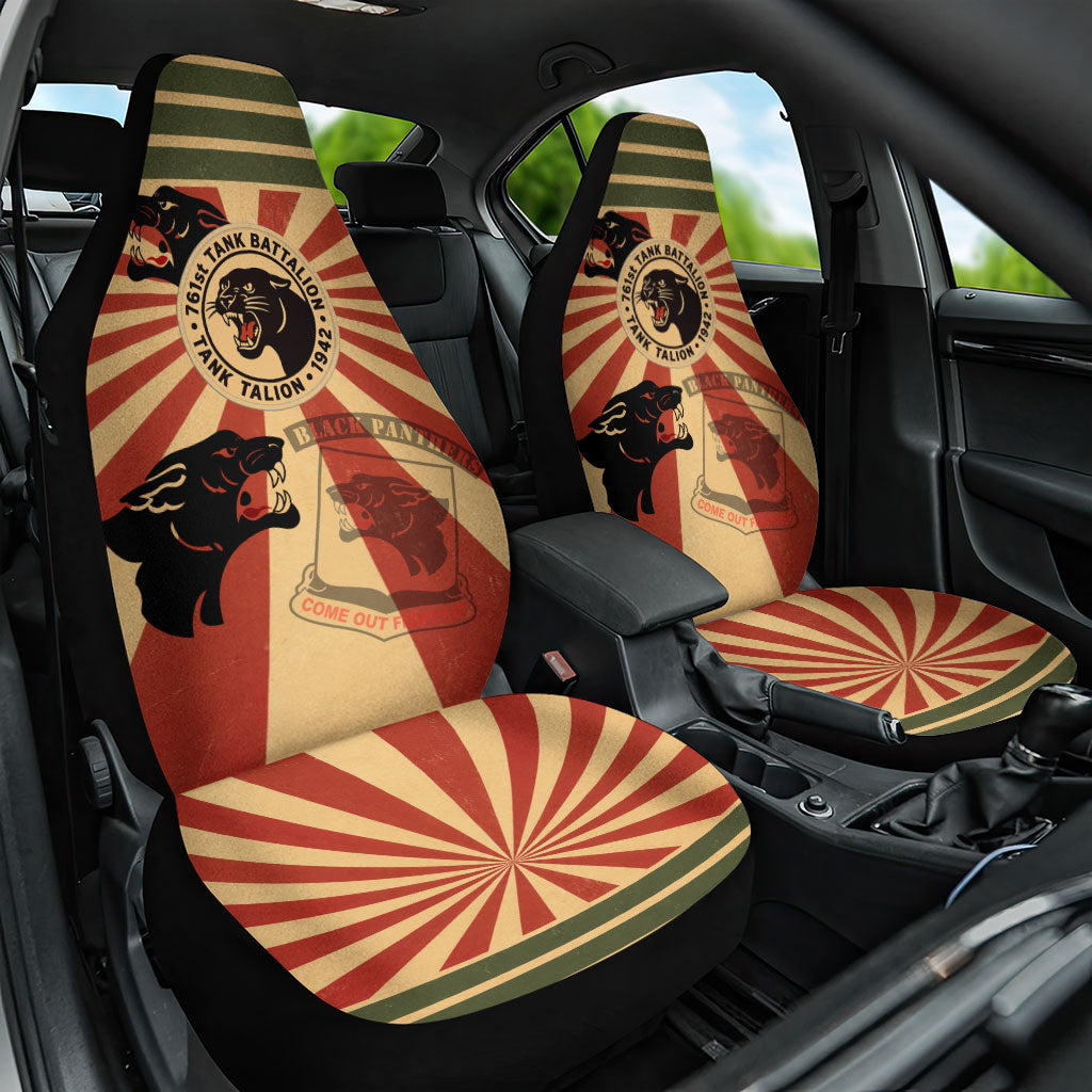 Black Panthers 761st Tank Battalion Car Seat Cover Come Out Fighting Retro Military