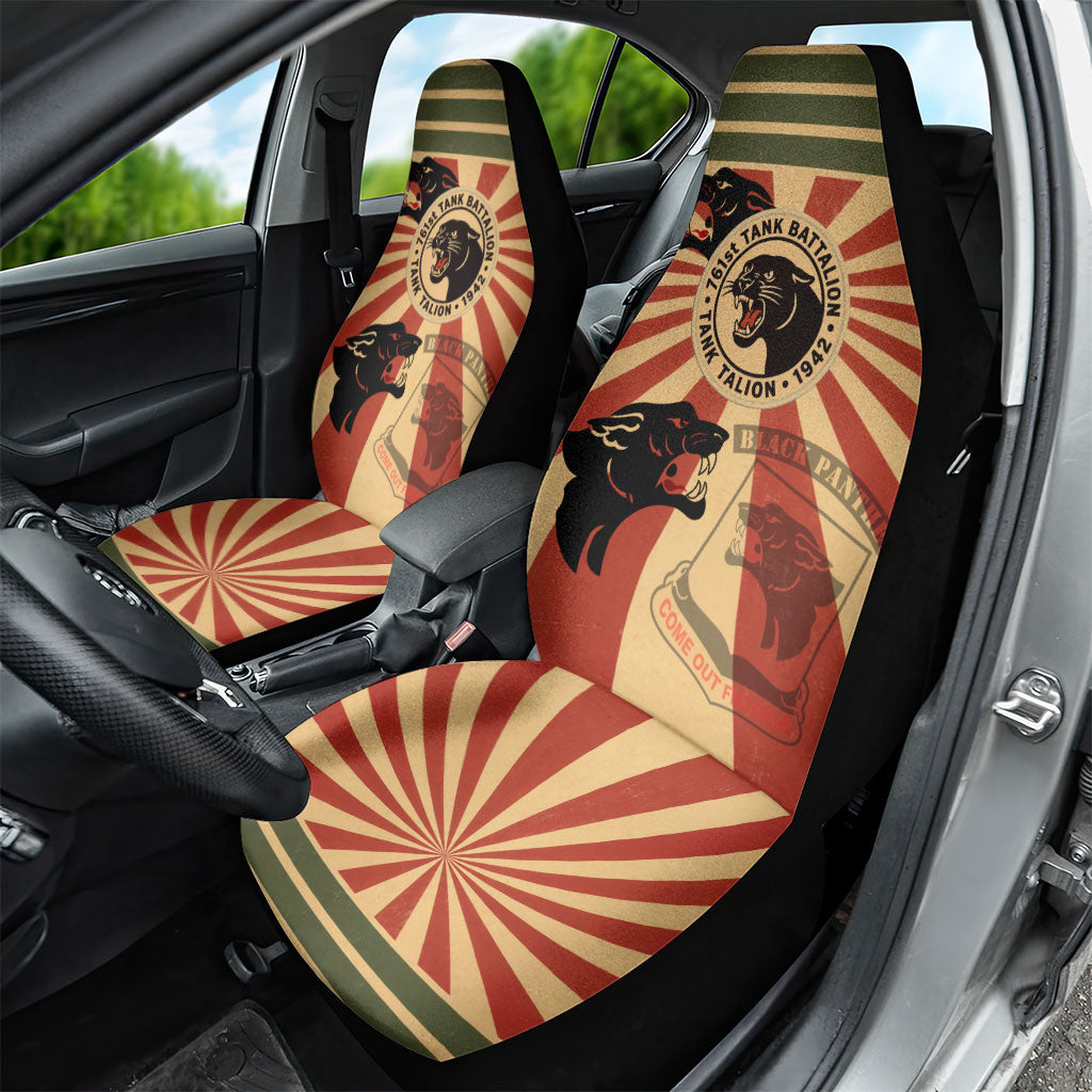 Black Panthers 761st Tank Battalion Car Seat Cover Come Out Fighting Retro Military