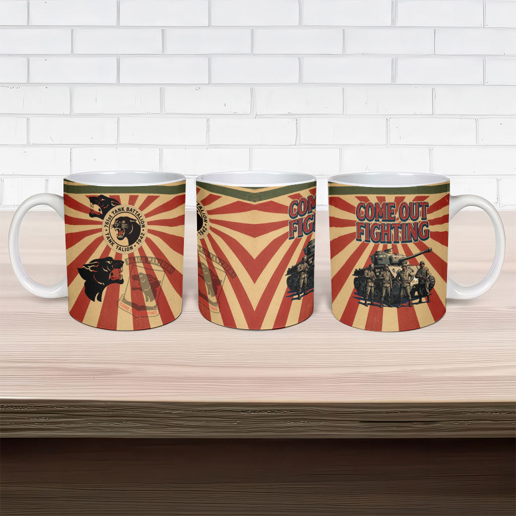 Black Panthers 761st Tank Battalion Ceramic Mug Come Out Fighting Retro Military