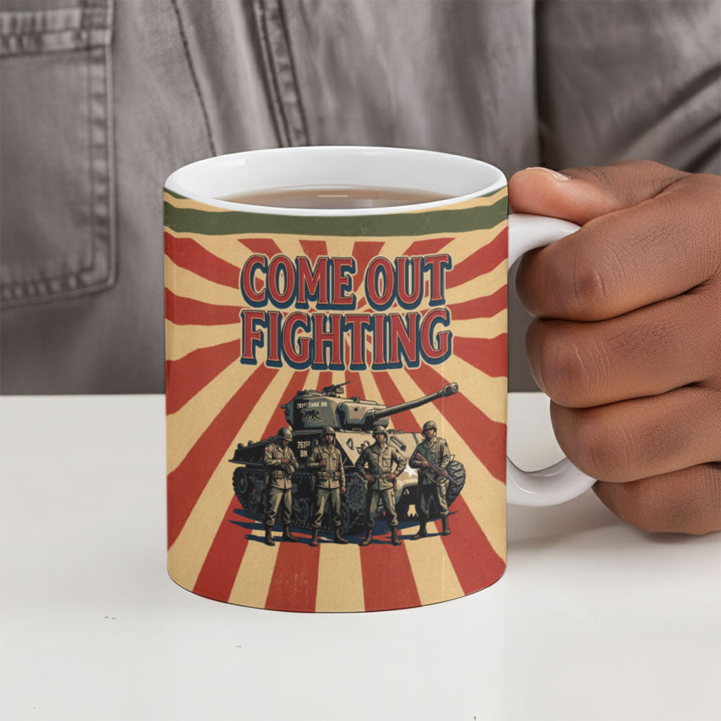 Black Panthers 761st Tank Battalion Ceramic Mug Come Out Fighting Retro Military
