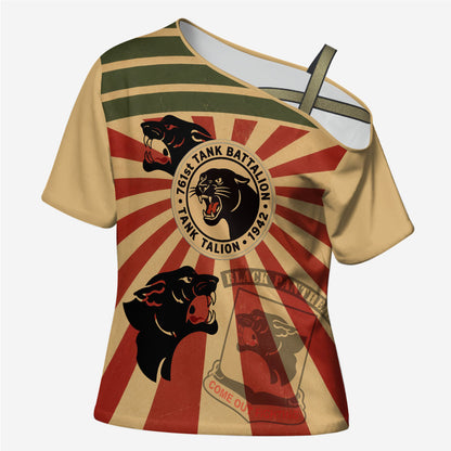 Black Panthers 761st Tank Battalion Cross Shoulder Shirt Come Out Fighting Retro Military