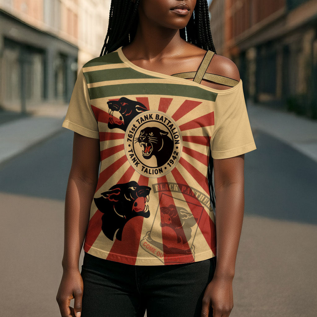 Black Panthers 761st Tank Battalion Cross Shoulder Shirt Come Out Fighting Retro Military