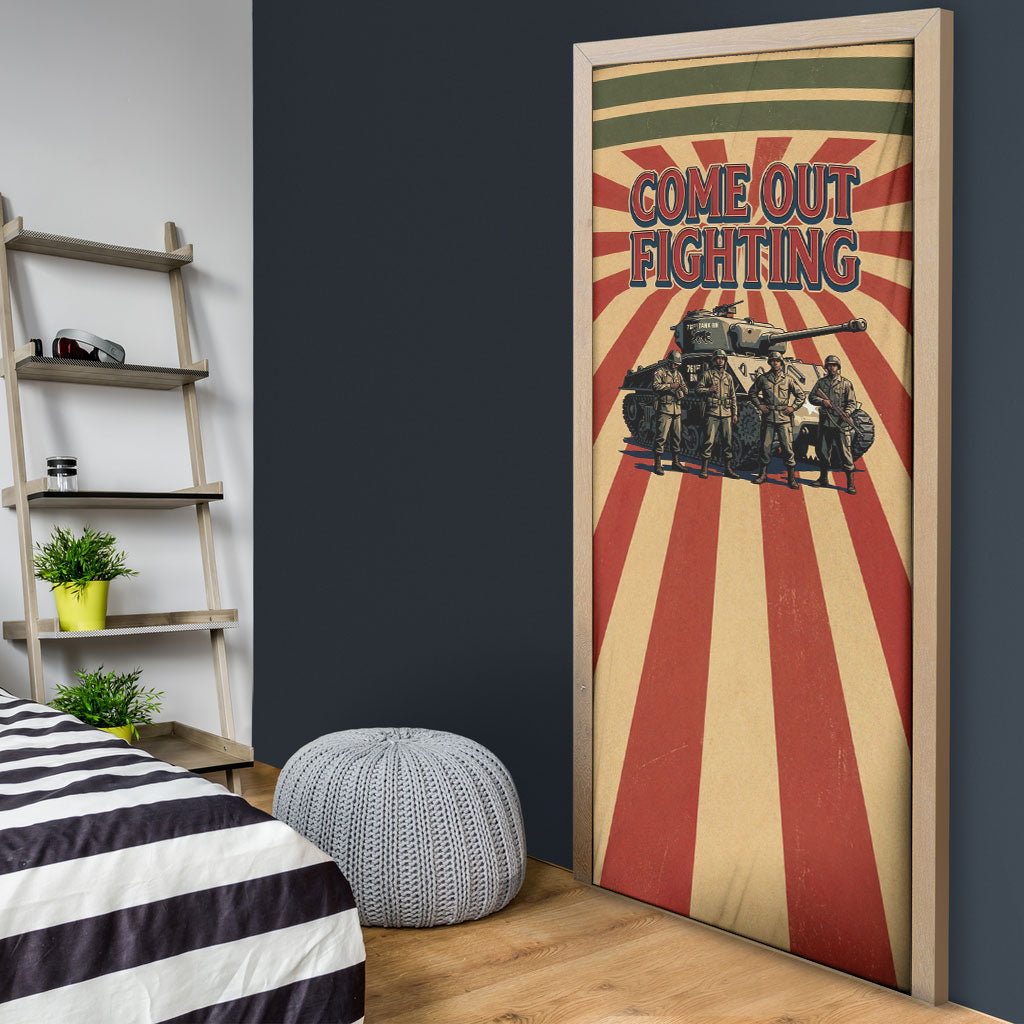 Black Panthers 761st Tank Battalion Door Cover Come Out Fighting Retro Military