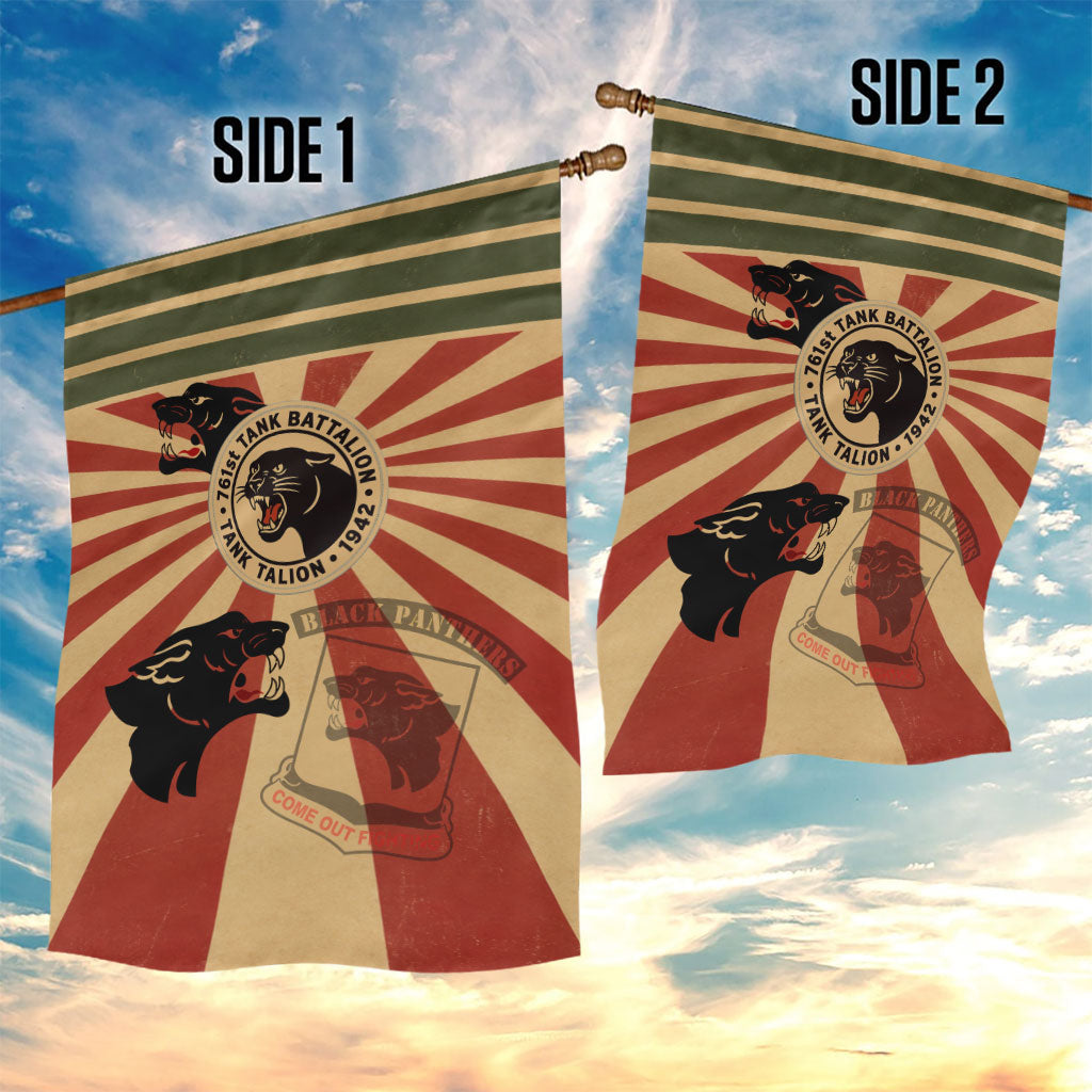 Black Panthers 761st Tank Battalion Garden Flag Come Out Fighting Retro Military
