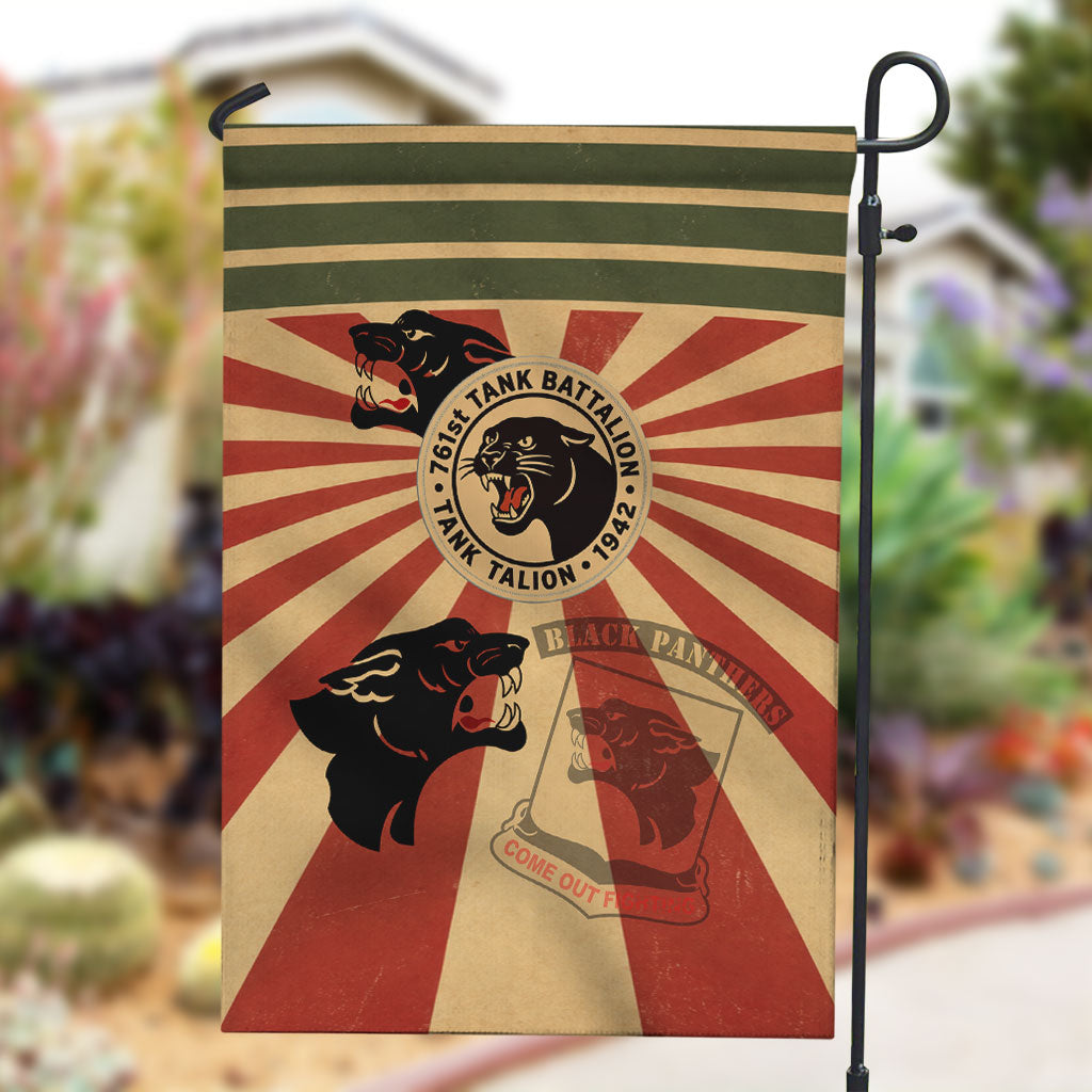 Black Panthers 761st Tank Battalion Garden Flag Come Out Fighting Retro Military