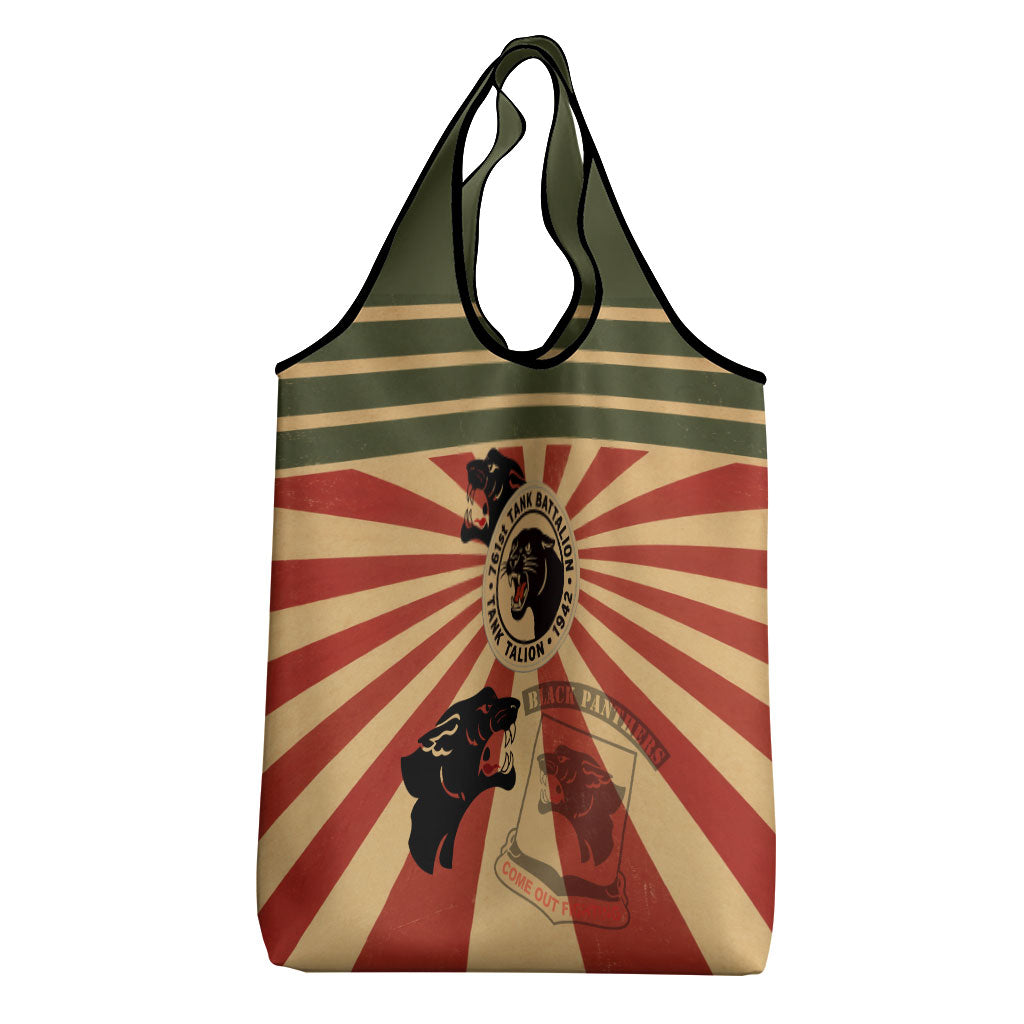 Black Panthers 761st Tank Battalion Grocery Bag Come Out Fighting Retro Military