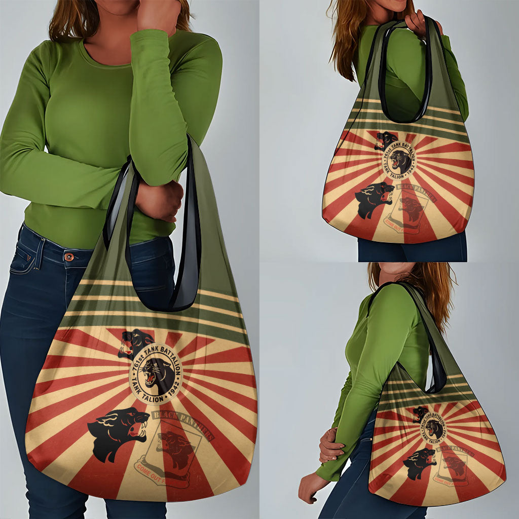 Black Panthers 761st Tank Battalion Grocery Bag Come Out Fighting Retro Military