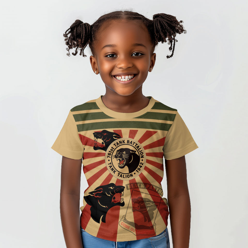 Black Panthers 761st Tank Battalion Kid T shirt Come Out Fighting Retro Military