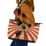 Black Panthers 761st Tank Battalion Leather Tote Bag Come Out Fighting Retro Military