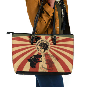 Black Panthers 761st Tank Battalion Leather Tote Bag Come Out Fighting Retro Military