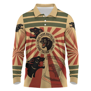Black Panthers 761st Tank Battalion Long Sleeve Polo Shirt Come Out Fighting Retro Military