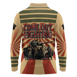 Black Panthers 761st Tank Battalion Long Sleeve Polo Shirt Come Out Fighting Retro Military
