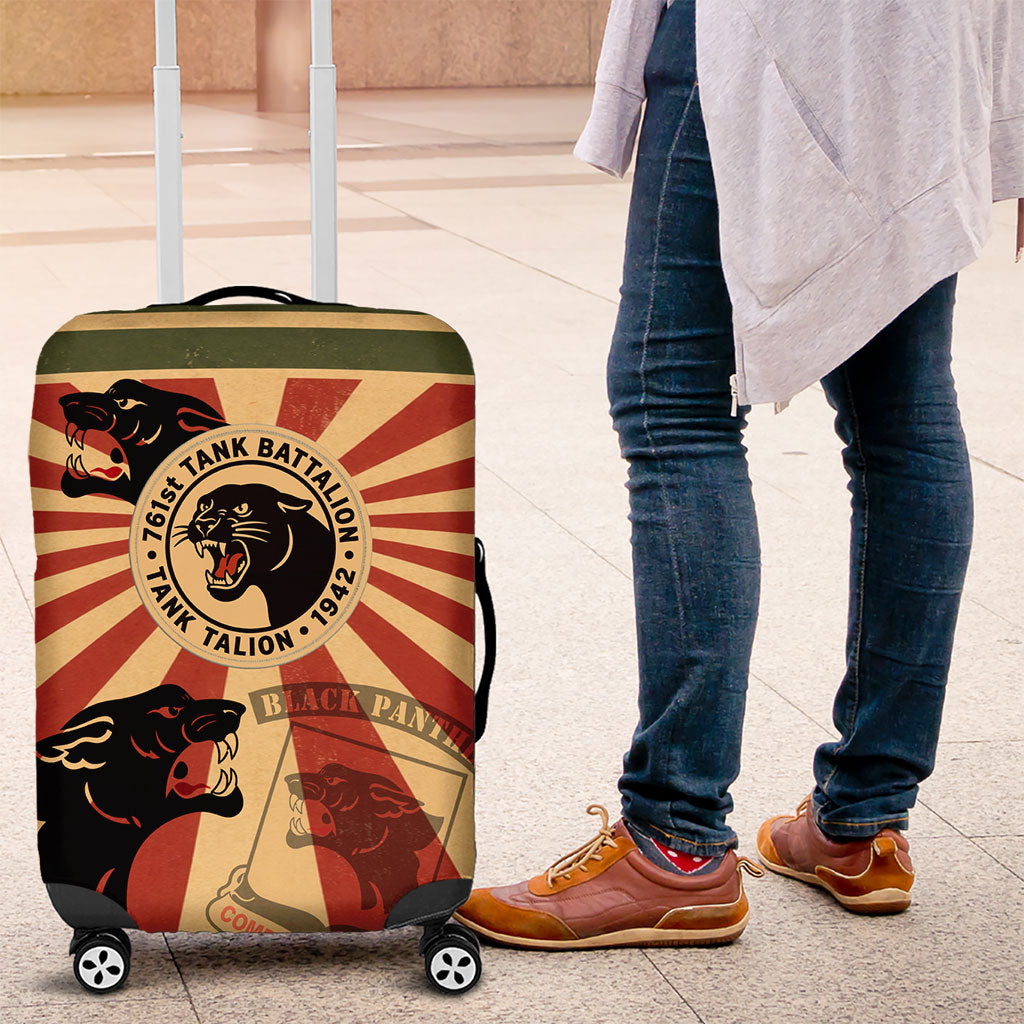 Black Panthers 761st Tank Battalion Luggage Cover Come Out Fighting Retro Military