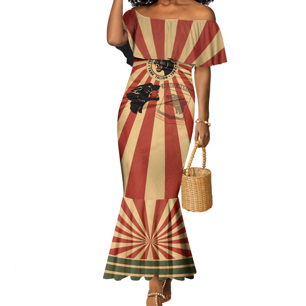 Black Panthers 761st Tank Battalion Mermaid Dress Come Out Fighting Retro Military