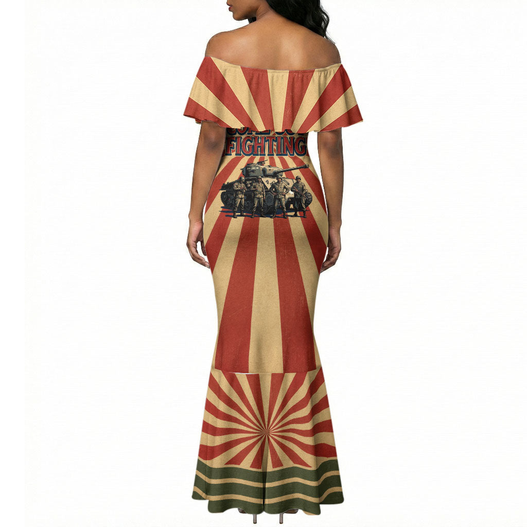 Black Panthers 761st Tank Battalion Mermaid Dress Come Out Fighting Retro Military