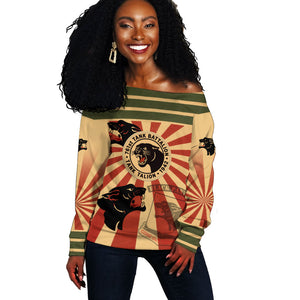 Black Panthers 761st Tank Battalion Off Shoulder Sweater Come Out Fighting Retro Military