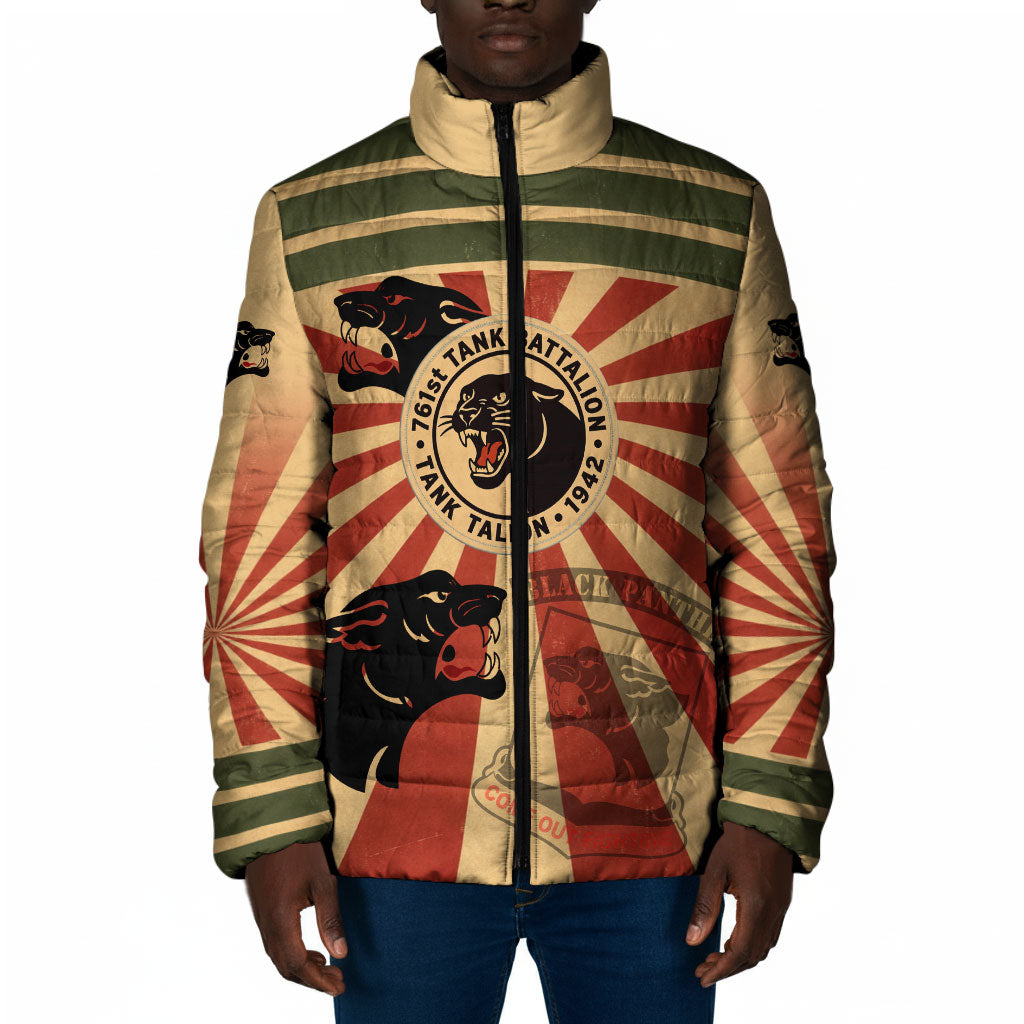 Black Panthers 761st Tank Battalion Padded Jacket Come Out Fighting Retro Military