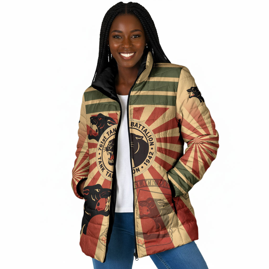 Black Panthers 761st Tank Battalion Padded Jacket Come Out Fighting Retro Military