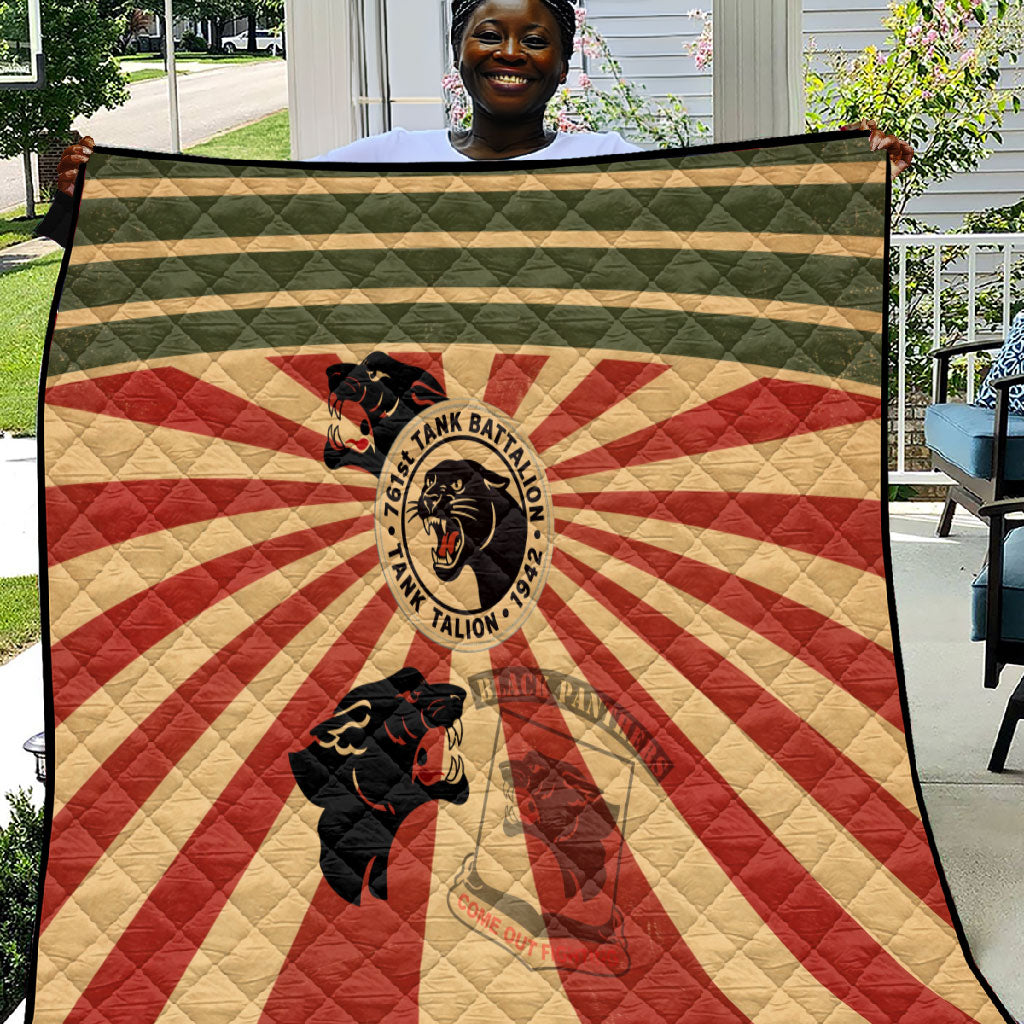 Black Panthers 761st Tank Battalion Quilt Come Out Fighting Retro Military