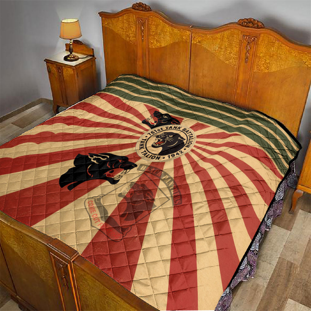 Black Panthers 761st Tank Battalion Quilt Come Out Fighting Retro Military
