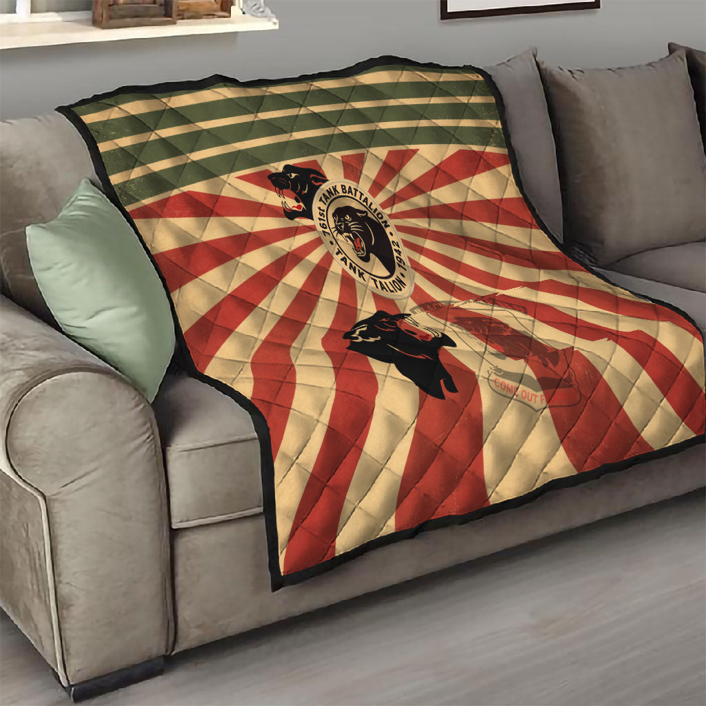Black Panthers 761st Tank Battalion Quilt Come Out Fighting Retro Military