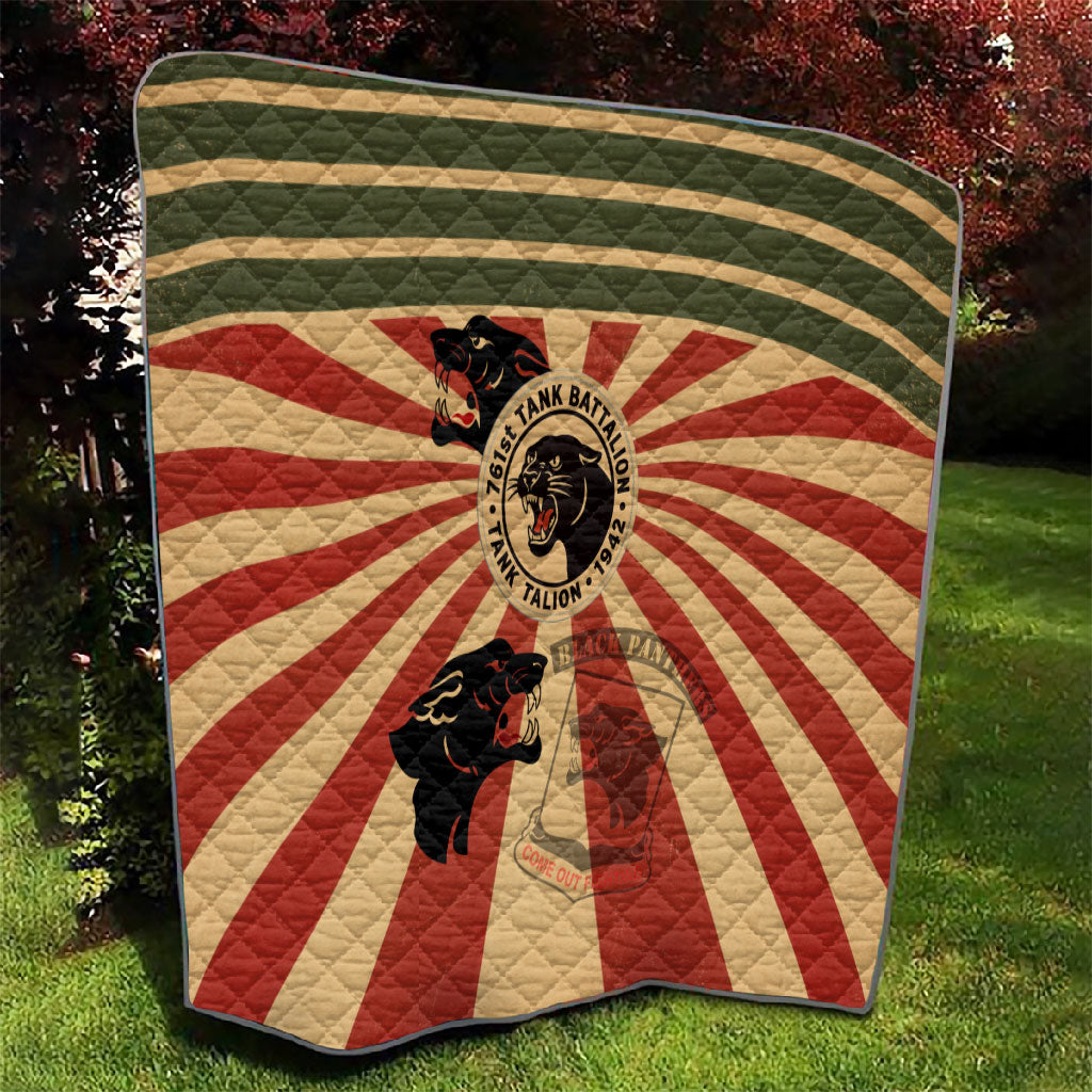 Black Panthers 761st Tank Battalion Quilt Come Out Fighting Retro Military