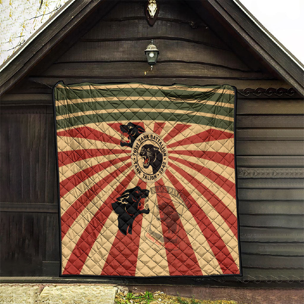 Black Panthers 761st Tank Battalion Quilt Come Out Fighting Retro Military