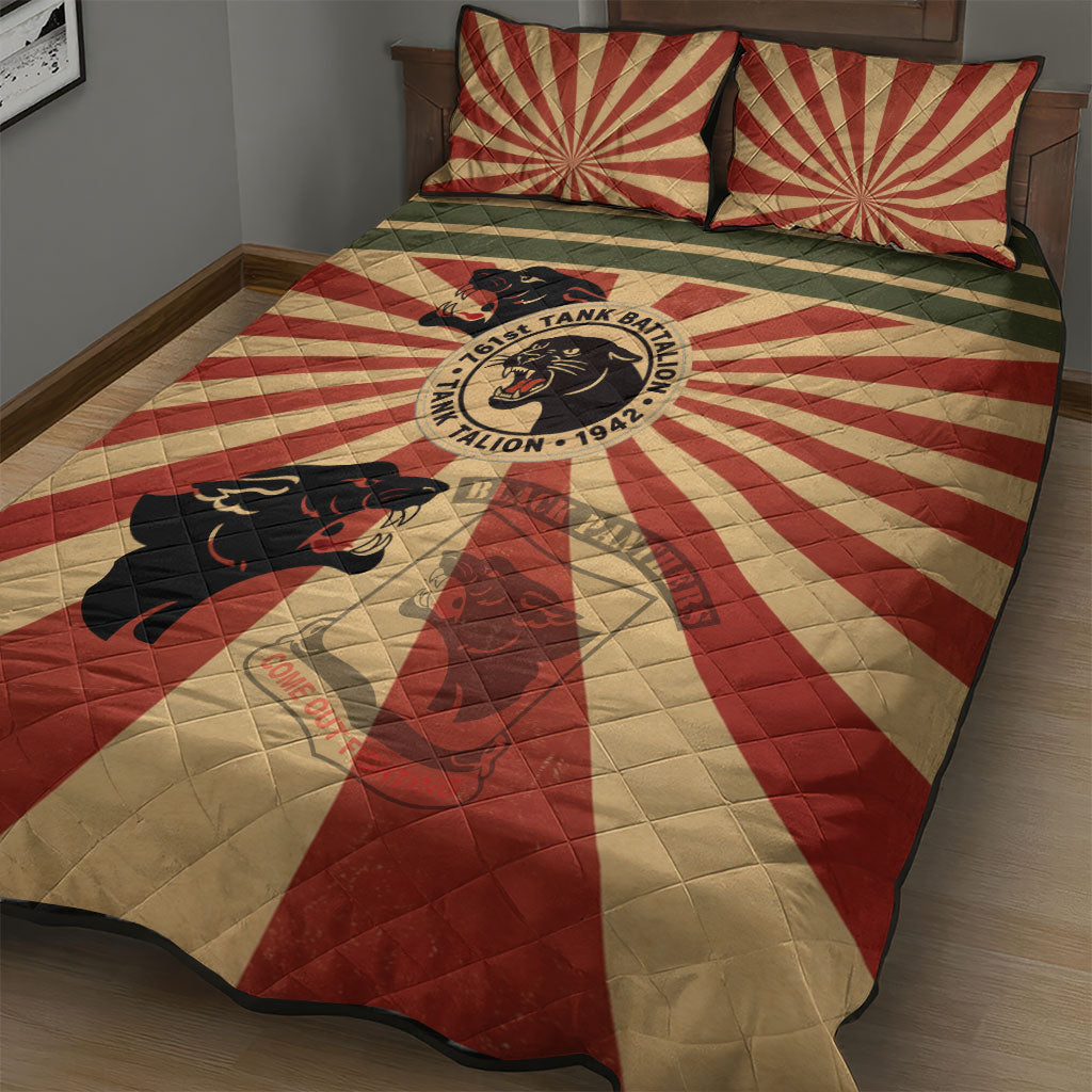 Black Panthers 761st Tank Battalion Quilt Bed Set Come Out Fighting Retro Military