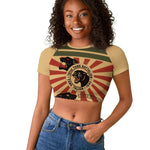 Black Panthers 761st Tank Battalion Raglan Cropped T shirt Come Out Fighting Retro Military