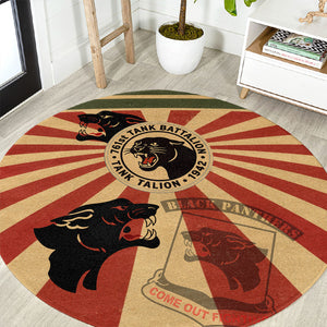 Black Panthers 761st Tank Battalion Round Carpet Come Out Fighting Retro Military