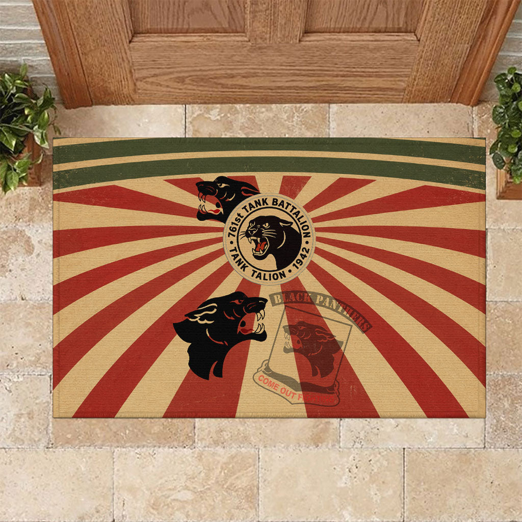 Black Panthers 761st Tank Battalion Rubber Doormat Come Out Fighting Retro Military