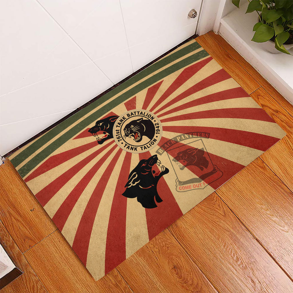 Black Panthers 761st Tank Battalion Rubber Doormat Come Out Fighting Retro Military