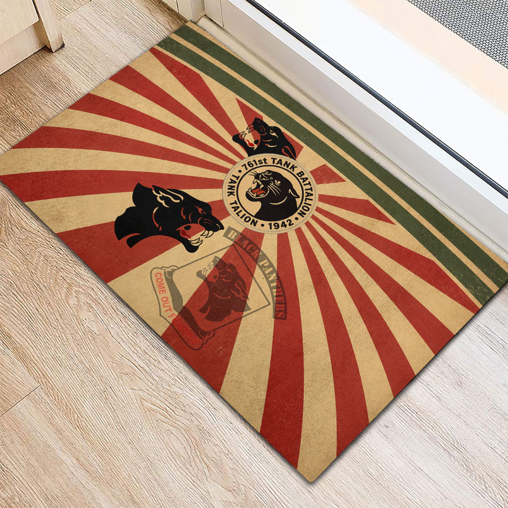 Black Panthers 761st Tank Battalion Rubber Doormat Come Out Fighting Retro Military