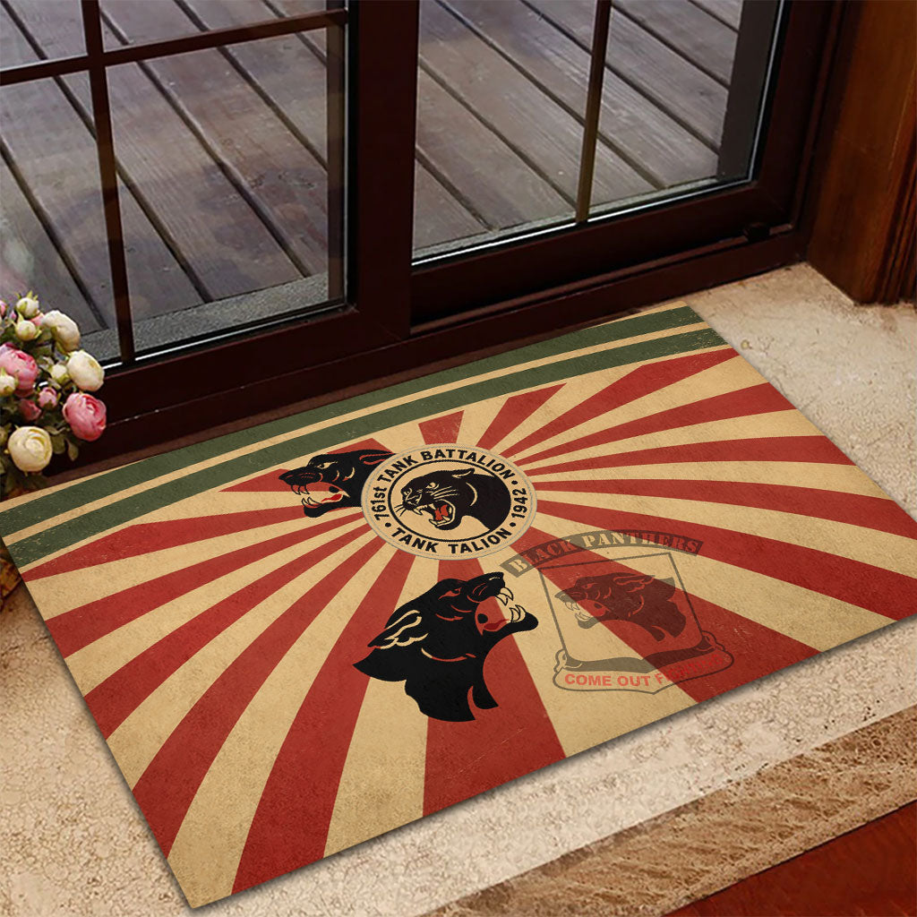 Black Panthers 761st Tank Battalion Rubber Doormat Come Out Fighting Retro Military