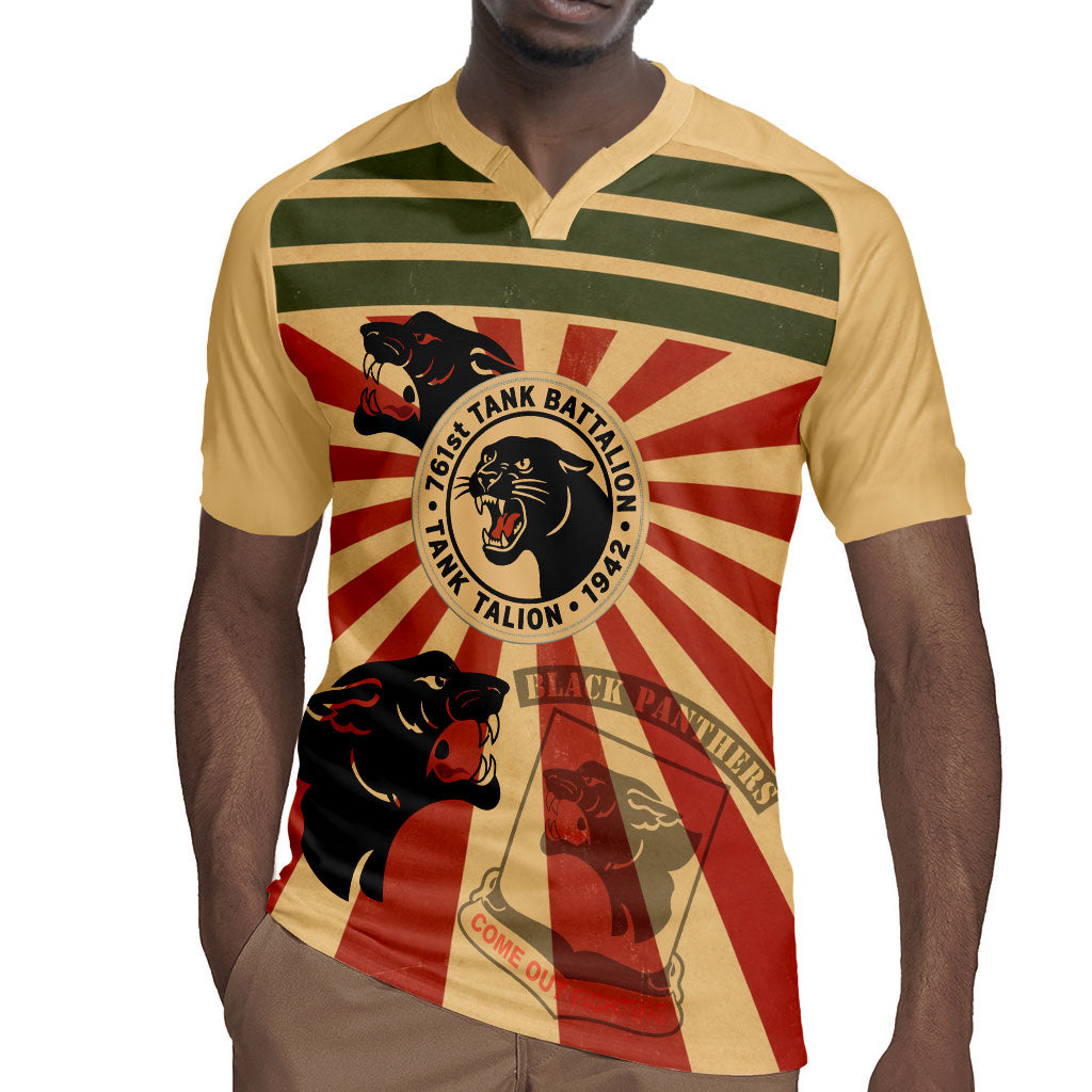 Black Panthers 761st Tank Battalion Rugby Jersey Come Out Fighting Retro Military