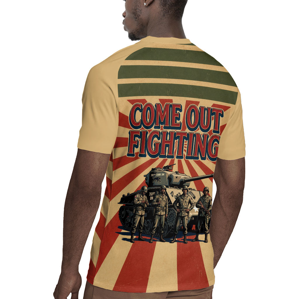 Black Panthers 761st Tank Battalion Rugby Jersey Come Out Fighting Retro Military