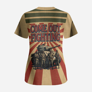 Black Panthers 761st Tank Battalion Scrub Top Come Out Fighting Retro Military
