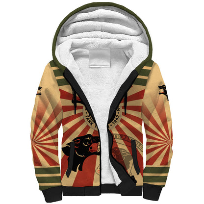 Black Panthers 761st Tank Battalion Sherpa Hoodie Come Out Fighting Retro Military