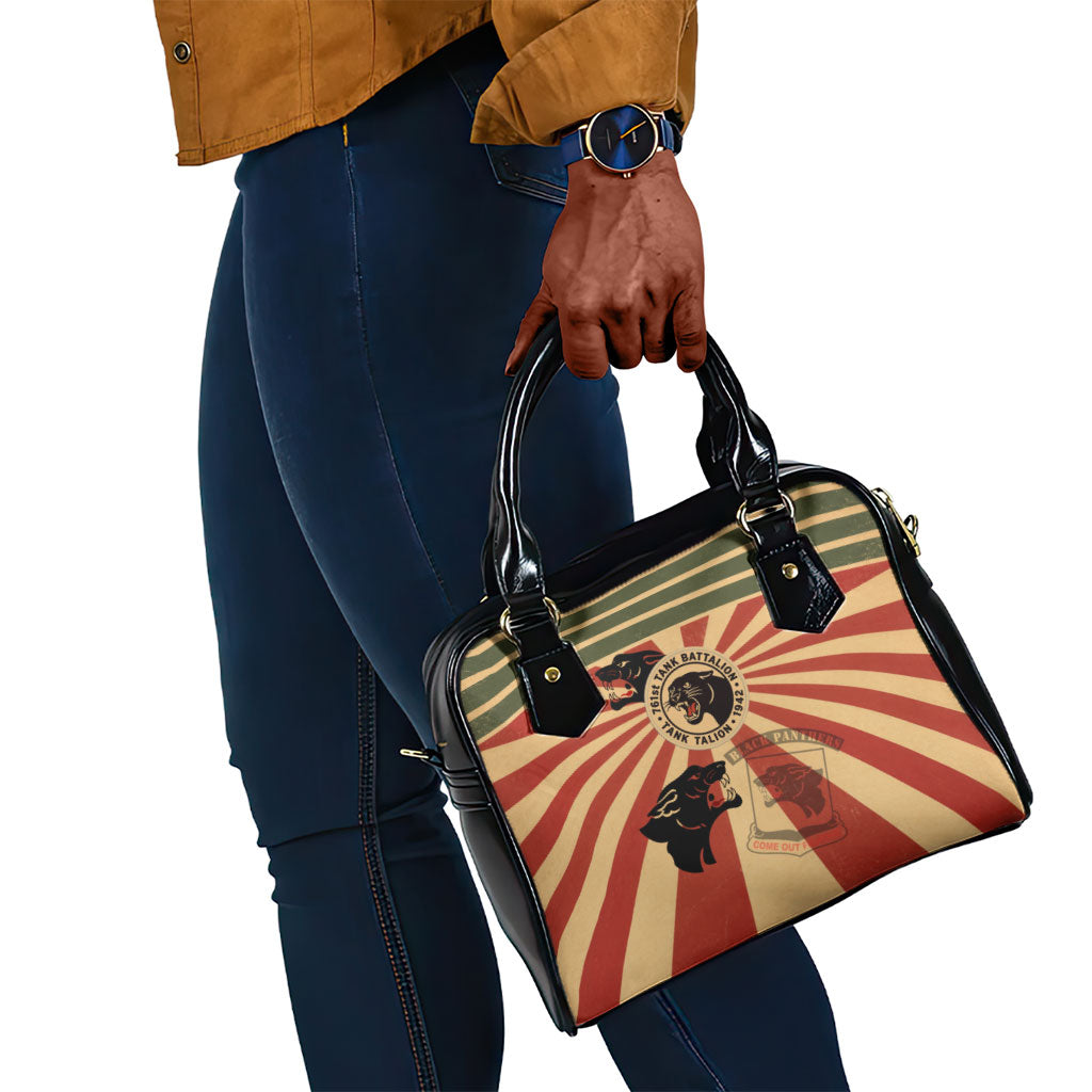 Black Panthers 761st Tank Battalion Shoulder Handbag Come Out Fighting Retro Military