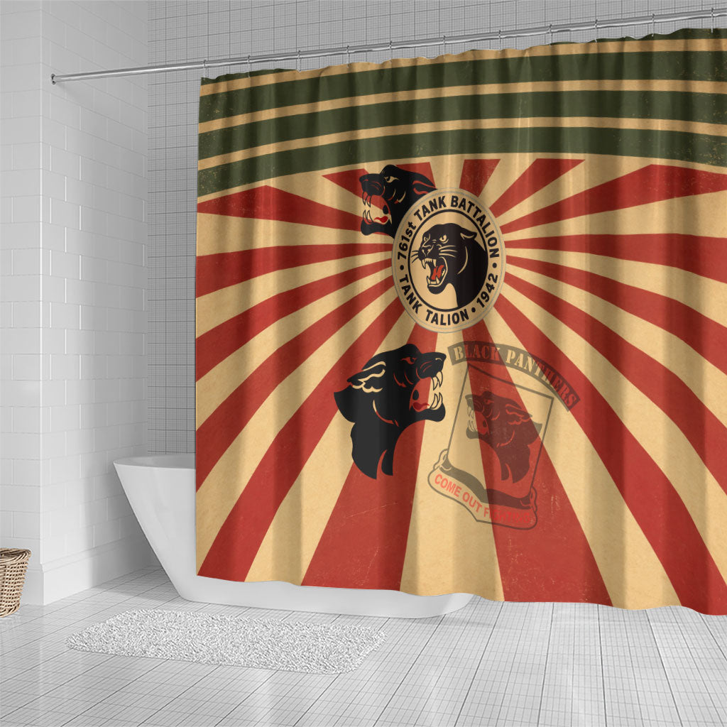 Black Panthers 761st Tank Battalion Shower Curtain Come Out Fighting Retro Military