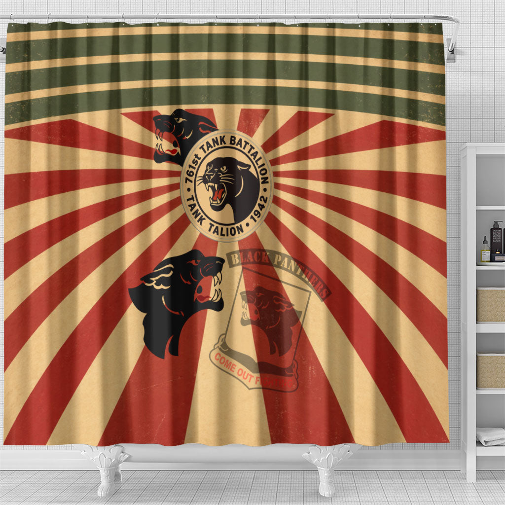 Black Panthers 761st Tank Battalion Shower Curtain Come Out Fighting Retro Military
