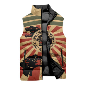 Black Panthers 761st Tank Battalion Sleeveless Puffer Jacket Come Out Fighting Retro Military