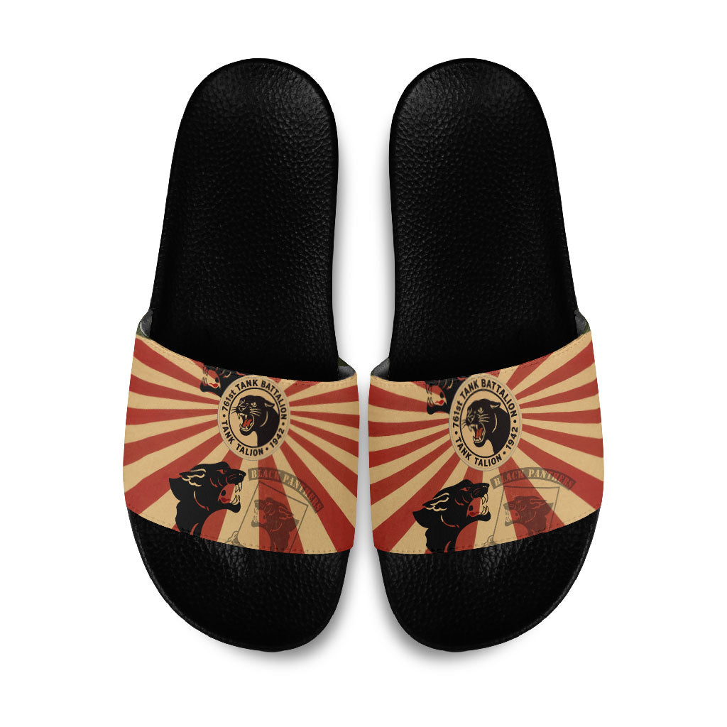 Black Panthers 761st Tank Battalion Slide Sandals Come Out Fighting Retro Military