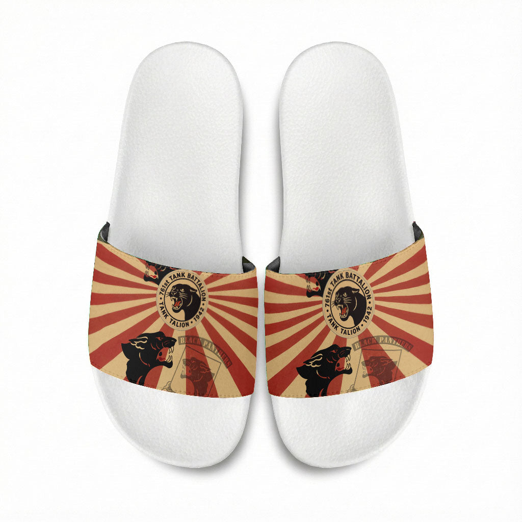 Black Panthers 761st Tank Battalion Slide Sandals Come Out Fighting Retro Military