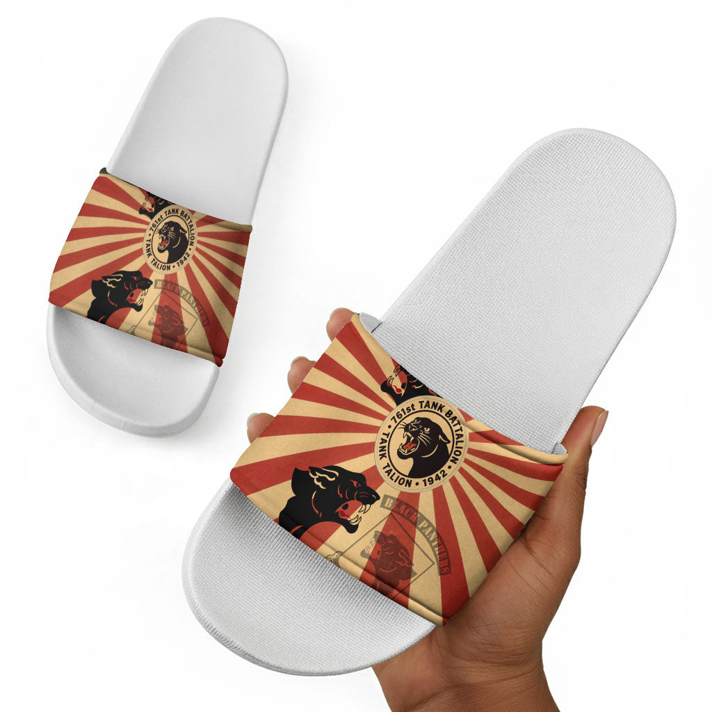 Black Panthers 761st Tank Battalion Slide Sandals Come Out Fighting Retro Military