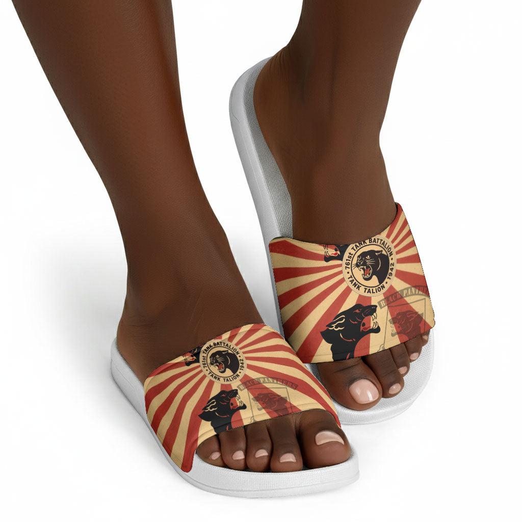 Black Panthers 761st Tank Battalion Slide Sandals Come Out Fighting Retro Military