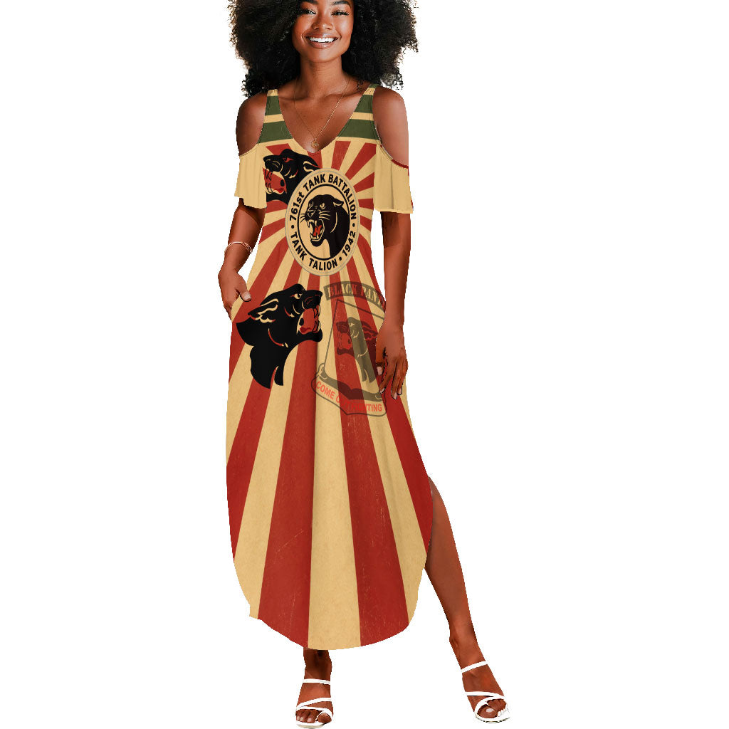 Black Panthers 761st Tank Battalion Summer Maxi Dress Come Out Fighting Retro Military