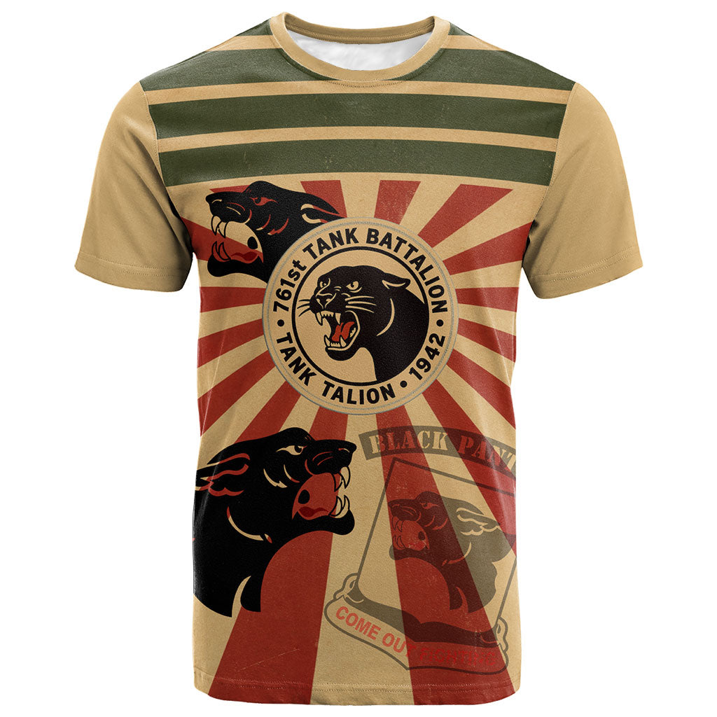 Black Panthers 761st Tank Battalion T shirt Come Out Fighting Retro Military